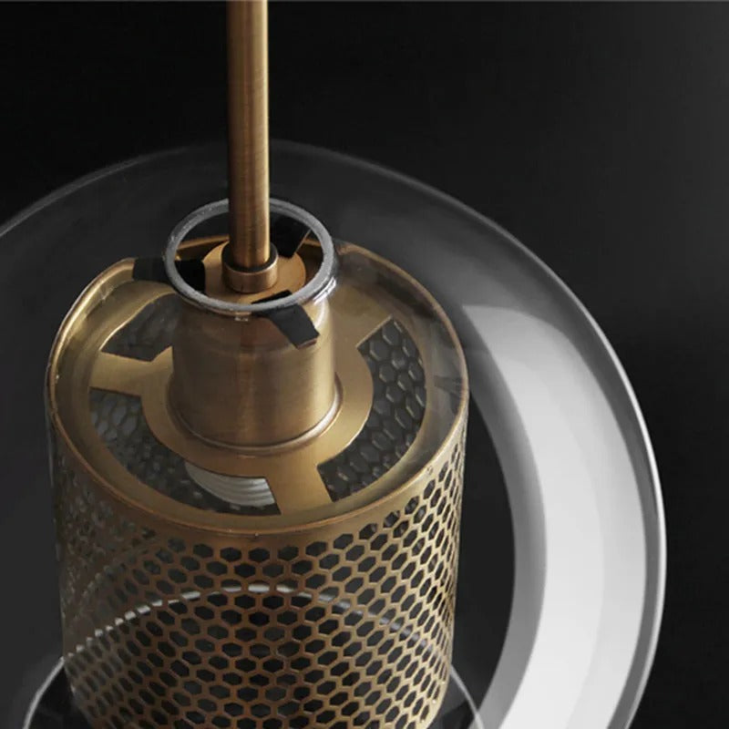 Arisha Contemporary Golden Pendant Light, Metal/Glass, Globe/Cylindric