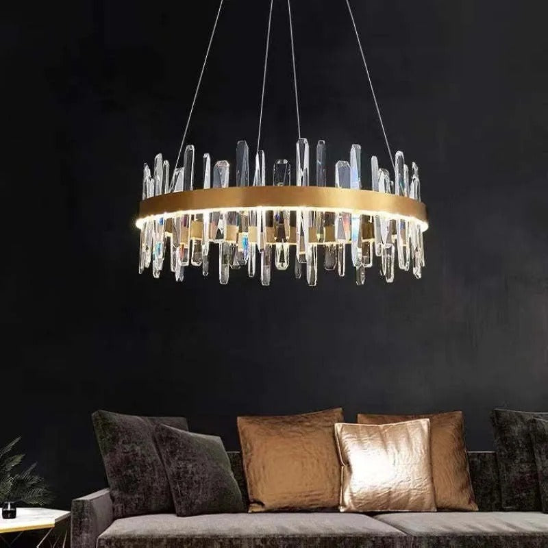 Kristy Modern Crystal Ring Chandelier, Stainless Steel & Crystal