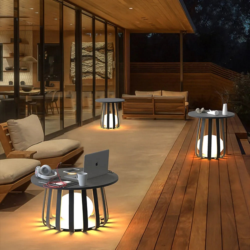 Ray Table Metal Outdoor Solar Floor Lamp Hardwired Solar