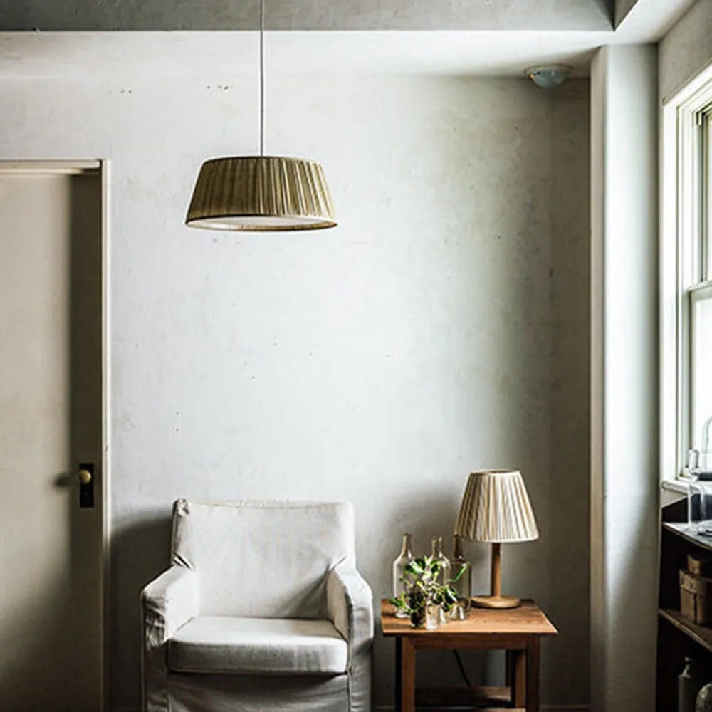 Ritta Pleated Pendant Light Wabi Sabi, Metal/Fabric, Living Room