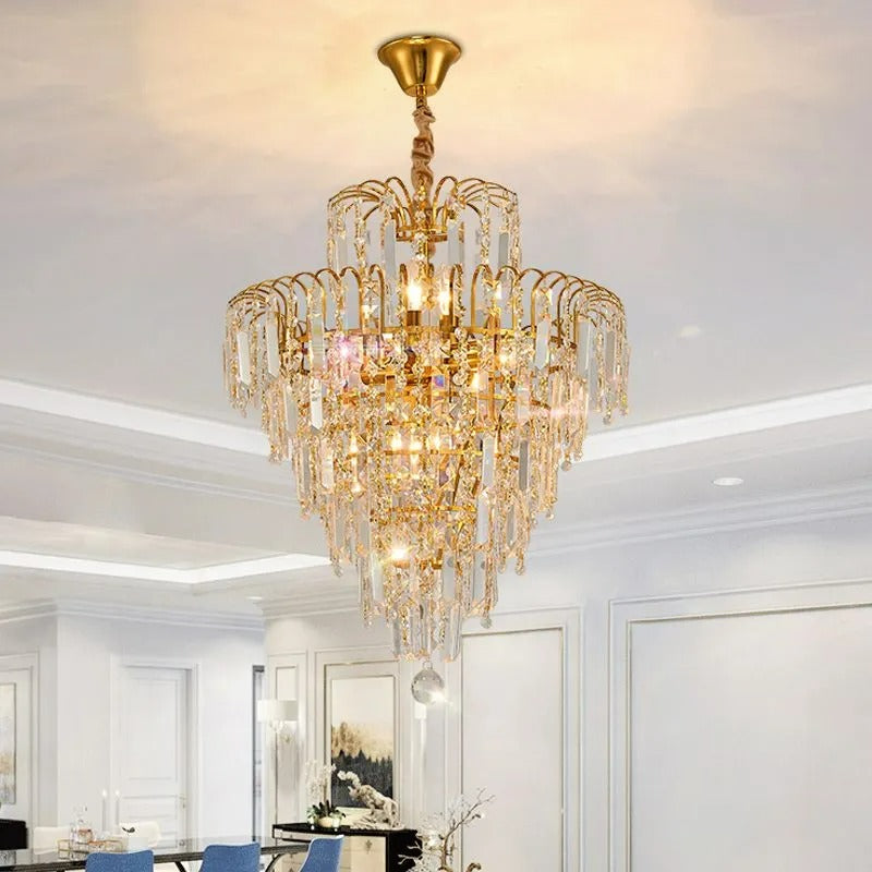 Kristy Luxury 5 Layers Tassel Crystal Chandelier