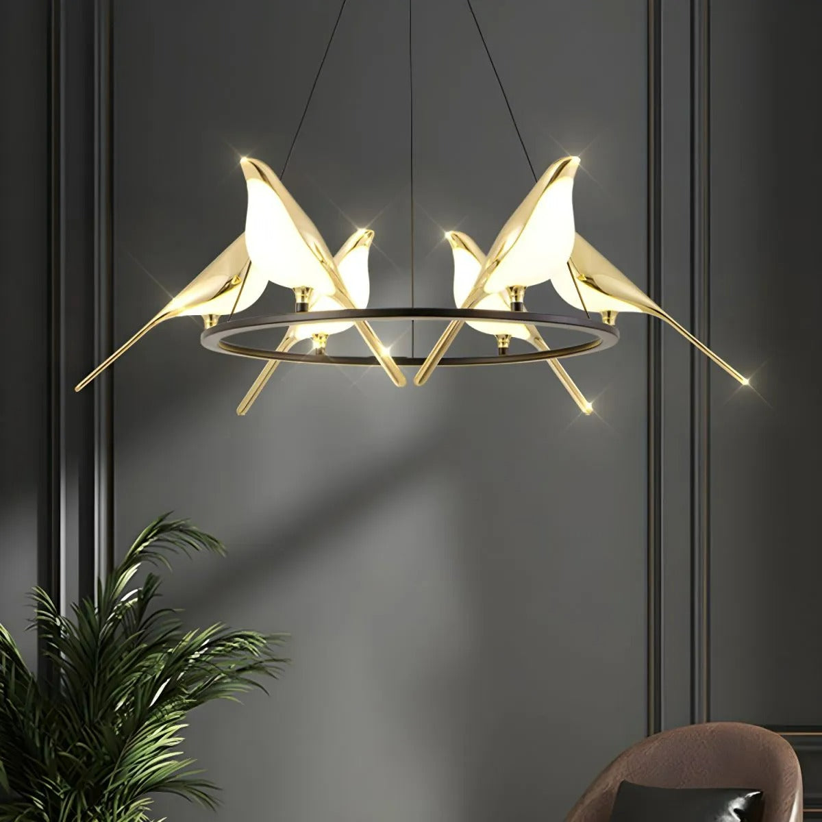 Arisha Art Deco Modern Bird Pendant Light 3/6/9 Heads
