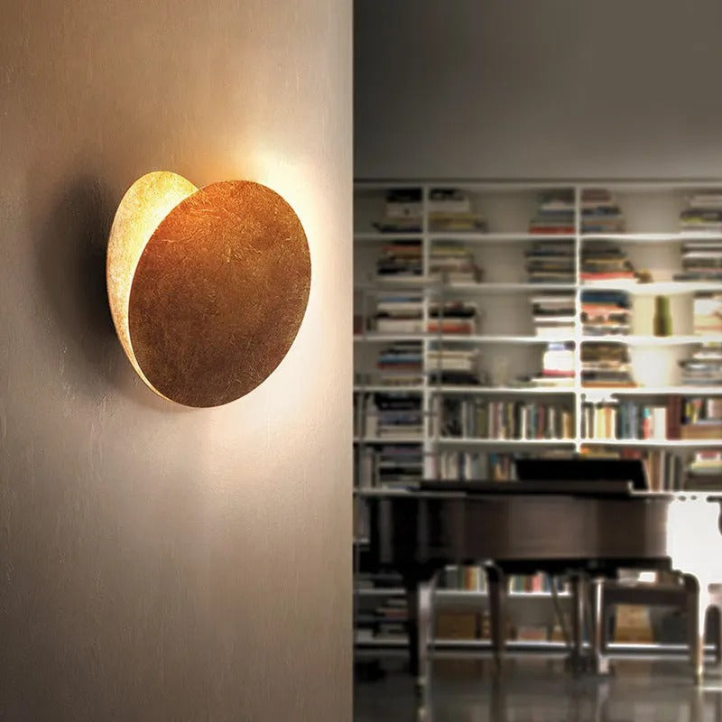 Aria Modern Minimalist Round Moon LED Indoor Wall Lamp Metal Bedroom Living Room