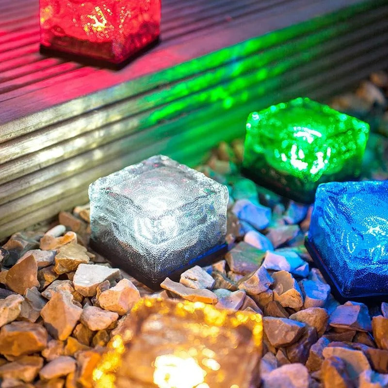 Ray Ice-cube Solar Outdoor Ground Light Glass