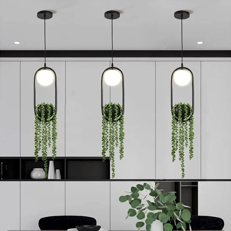 Natural Plant Pot Ball Pendant Light - Letslighting