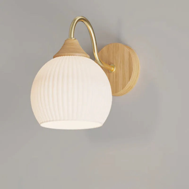 Muto Nordic Minimalist Indoor Wall Lamp Glass Wood Bedroom Balcony - Letslighting