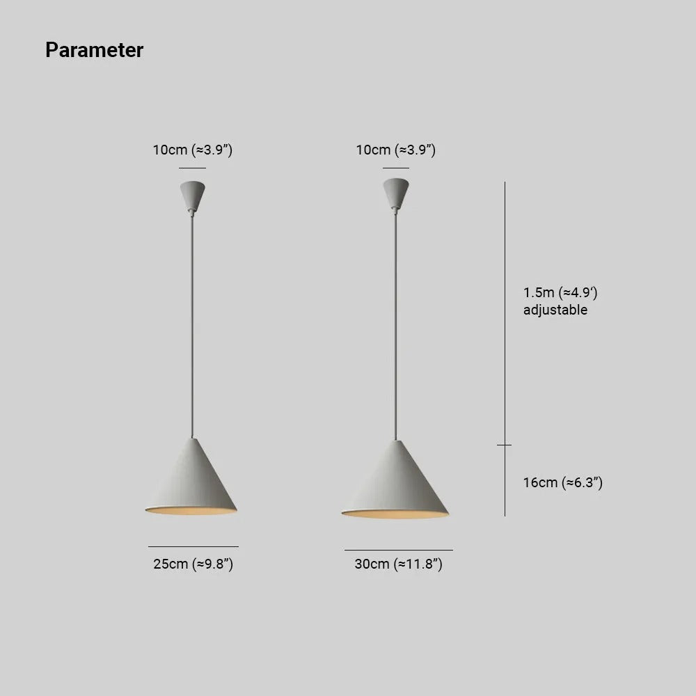 Arisha Minimalist Cone Metal Pendant Light, Gray