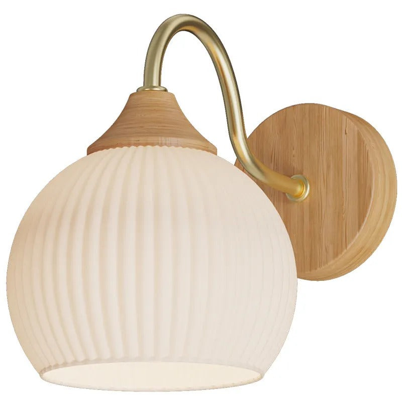 Muto Nordic Minimalist Indoor Wall Lamp Glass Wood Bedroom Balcony - Letslighting