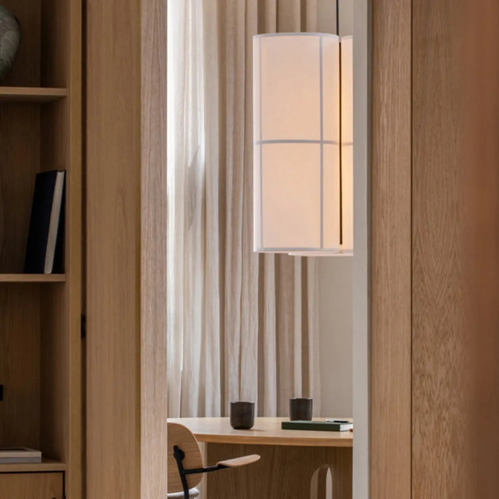 Ritta Cylinder Pendant Light, Lantern, Fabric, Japanese