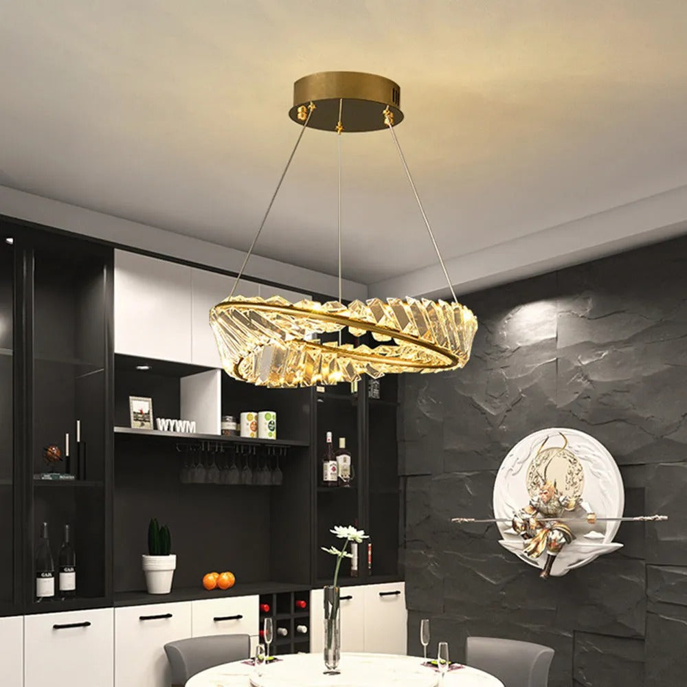 Kristy Modern Luxury Round Metal Glass Chandelier