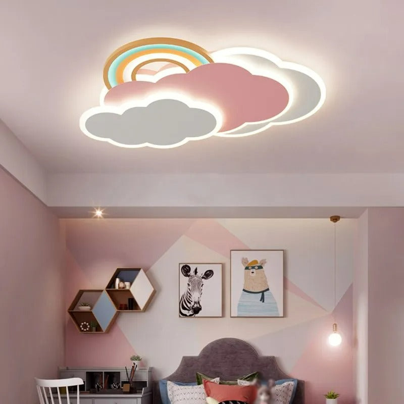 Arisha Modern Cloud Rainbow Acrylic Children Flush Mount Ceiling Light - Letslighting