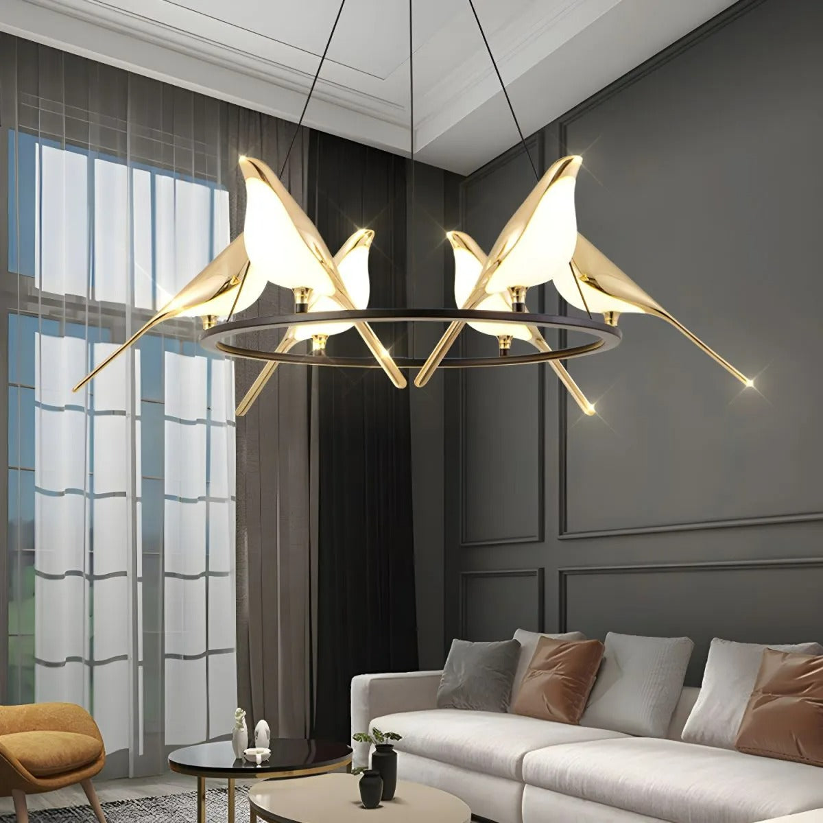 Arisha Art Deco Modern Bird Pendant Light 3/6/9 Heads