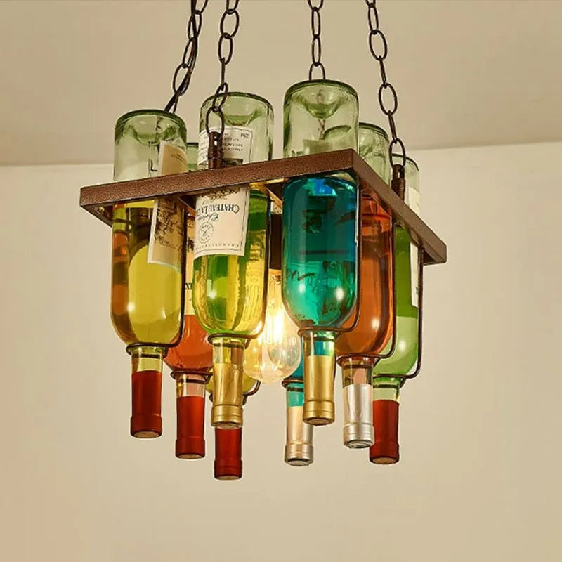 Valentina Antique Wine Bottle Metal/Glass Colorful Pendant Light