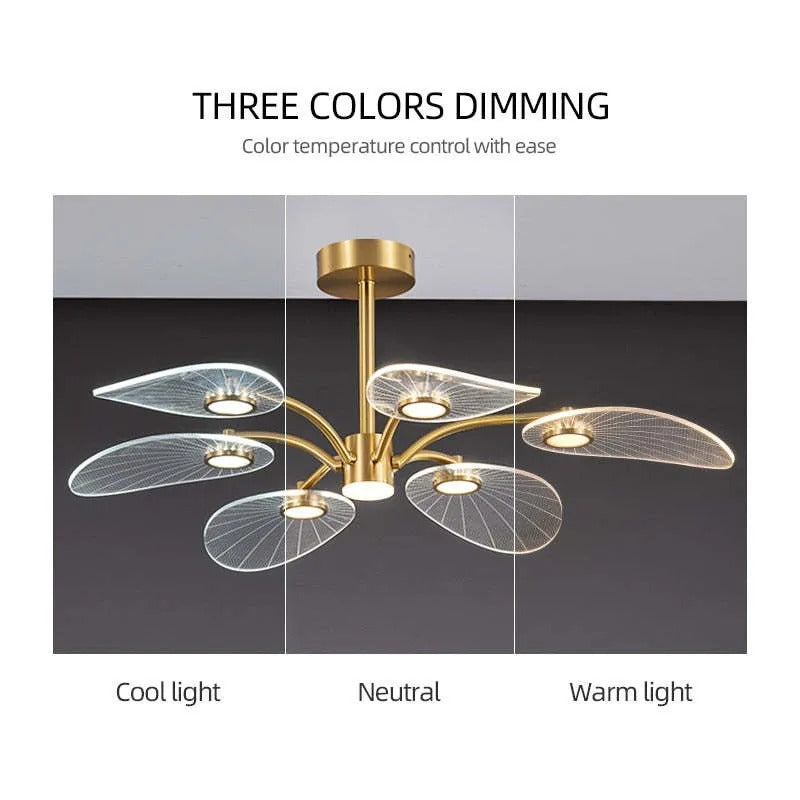 Arisha Art Deco Leaf Acrylic Chandelier - Letslighting