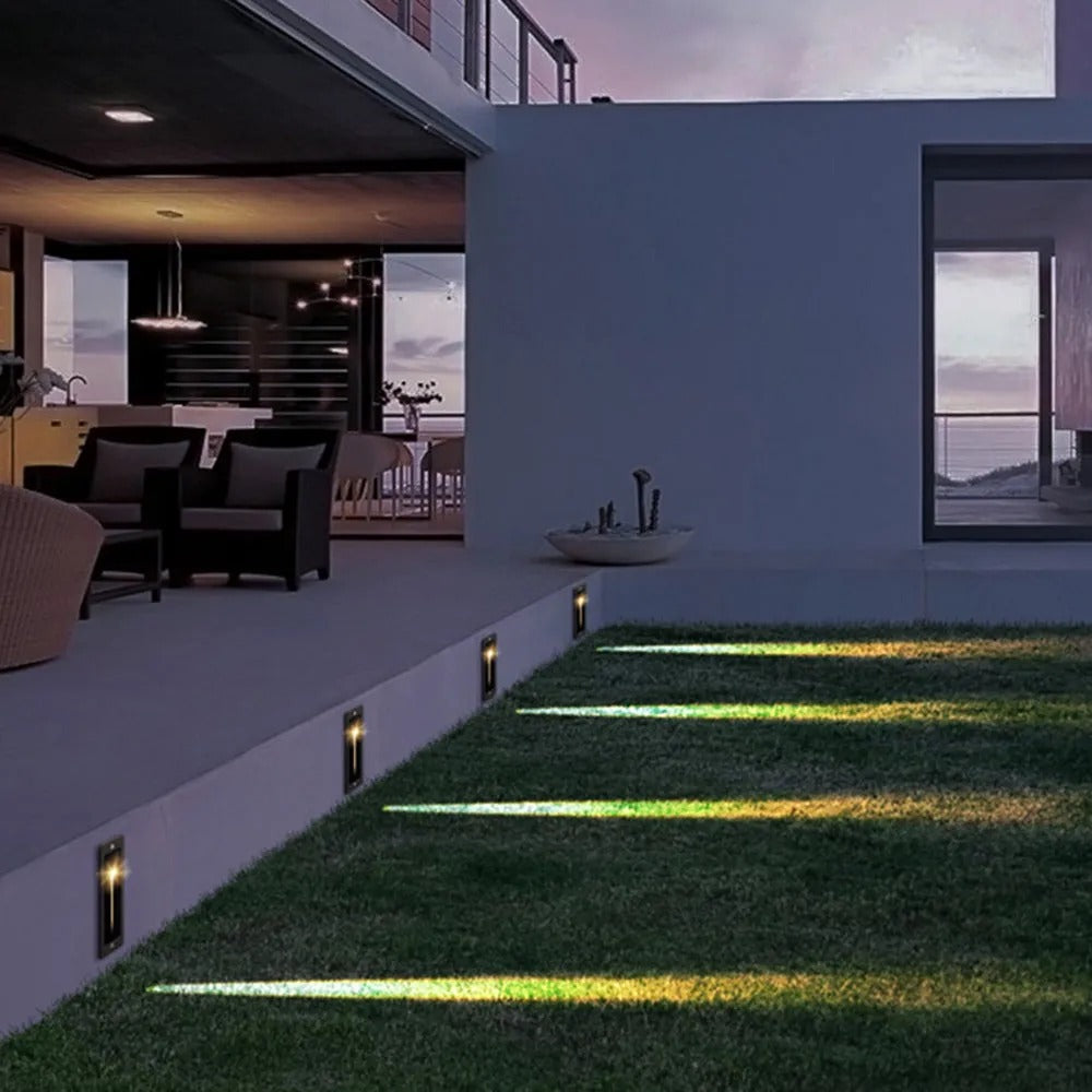 Ray Modern Metal Rectangular Outdoor Deck/Step Light, Gray