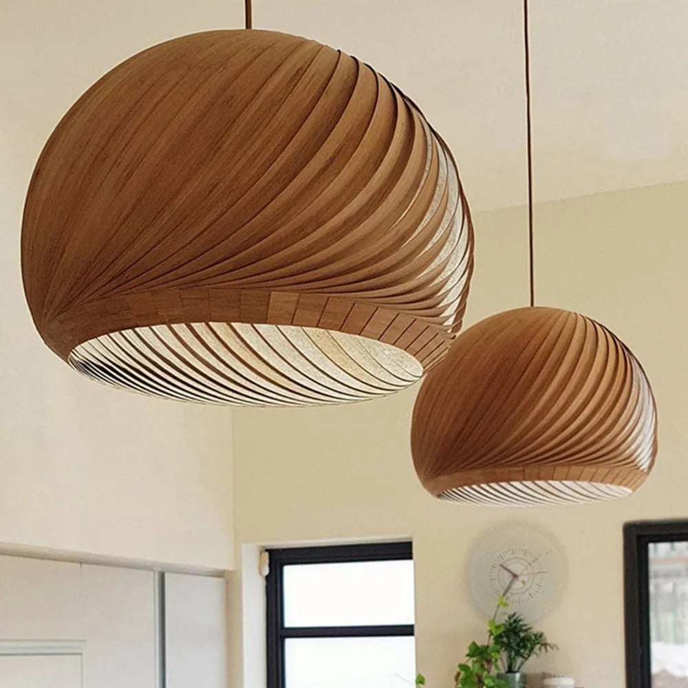 Muto Semi Pendant Light Brown / Wood - Letslighting