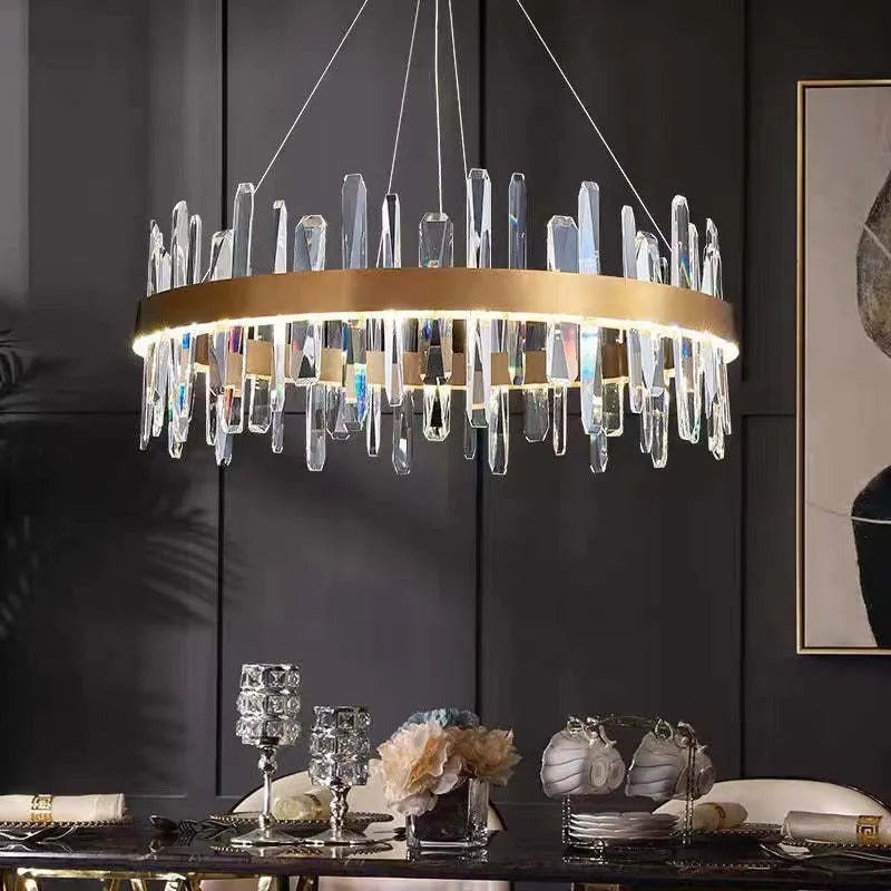 Kristy Modern Crystal Ring Chandelier, Stainless Steel & Crystal