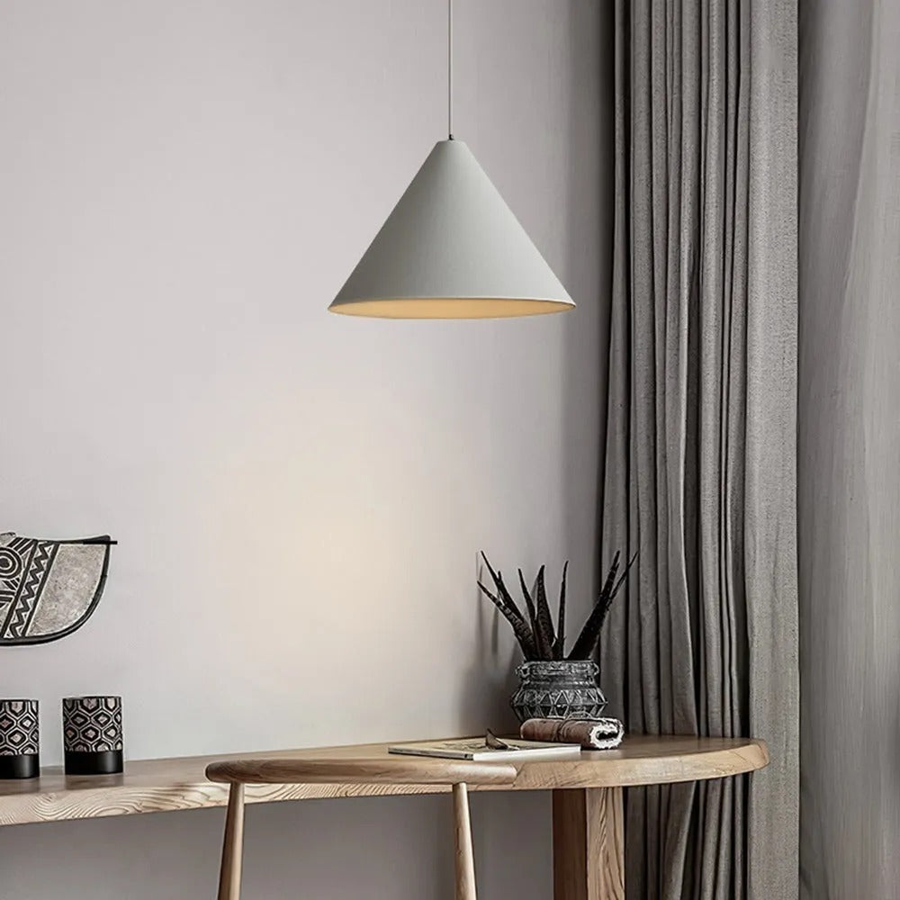 Arisha Minimalist Cone Metal Pendant Light, Gray