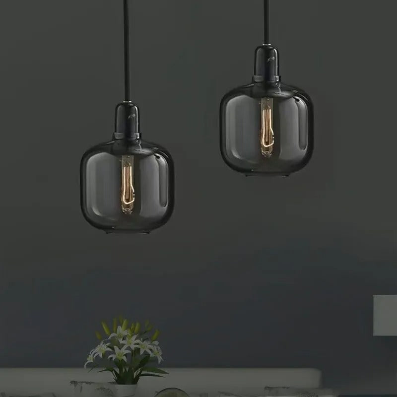 Valentina Designer Cylinder Pendant Light, Marble & Glass, 4.3"/6.7" - Letslighting