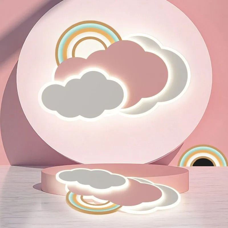 Arisha Modern Cloud Rainbow Acrylic Children Flush Mount Ceiling Light - Letslighting