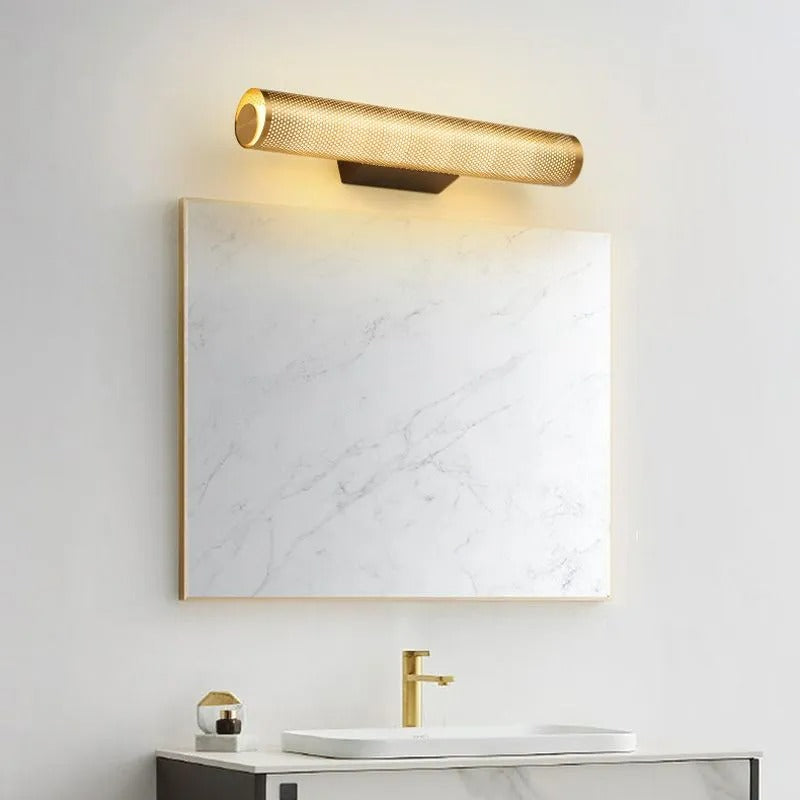 Arisha Modern Geometric Column Metal Vanity Wall Lamp, Brass