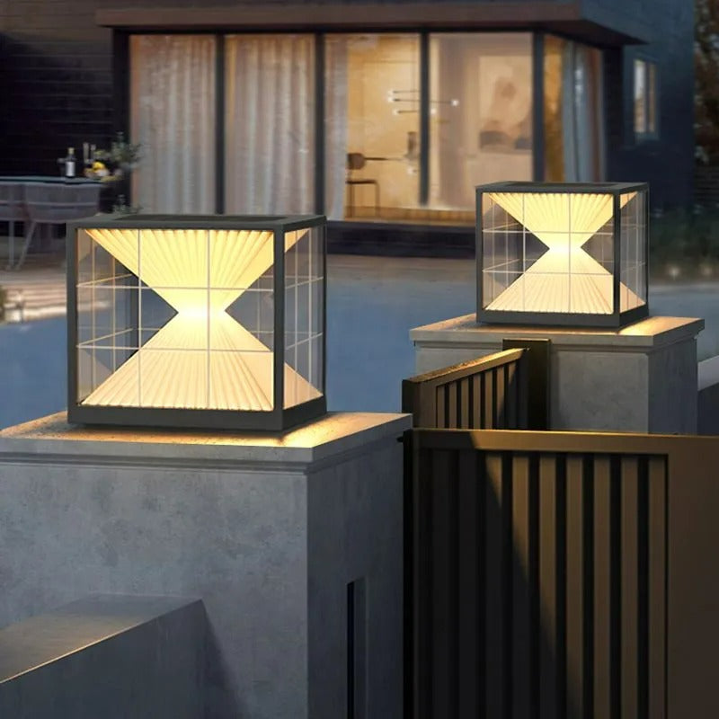 Ray Modern Pyramid Shape Metal Outdoor Floor Lamp