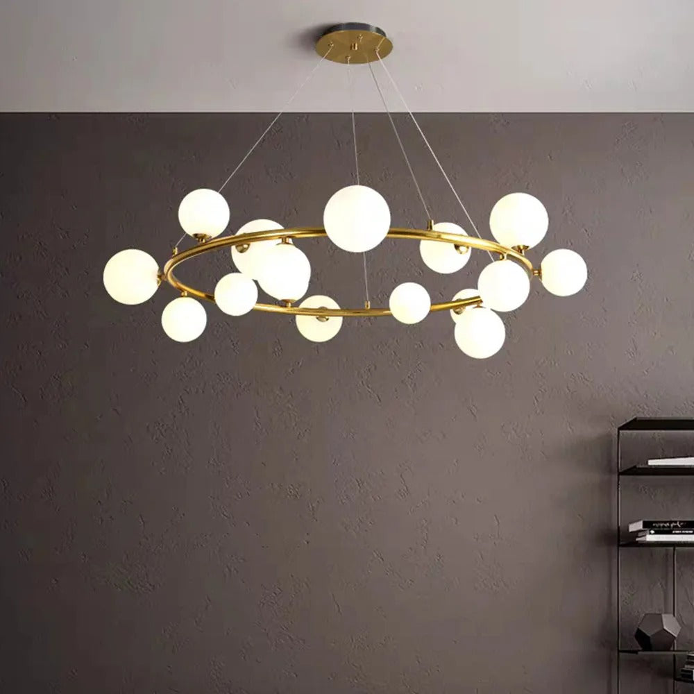 Valentina Modern Glass Globe Ring Chandelier - Letslighting