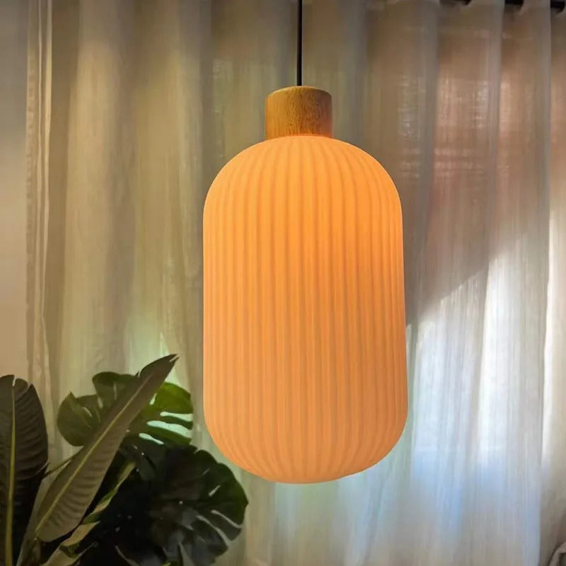Muto Modern Wood Glass Pendant Light