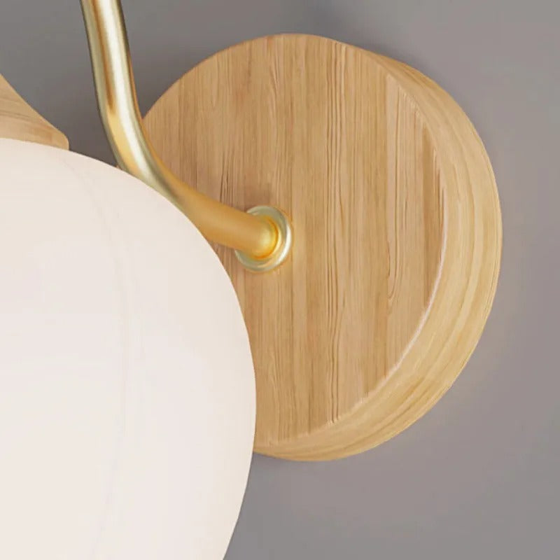 Muto Nordic Minimalist Indoor Wall Lamp Glass Wood Bedroom Balcony - Letslighting