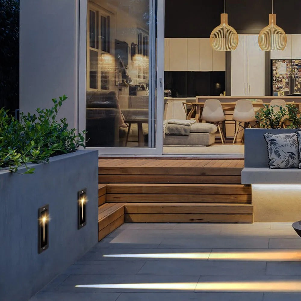 Ray Modern Metal Rectangular Outdoor Deck/Step Light, Gray