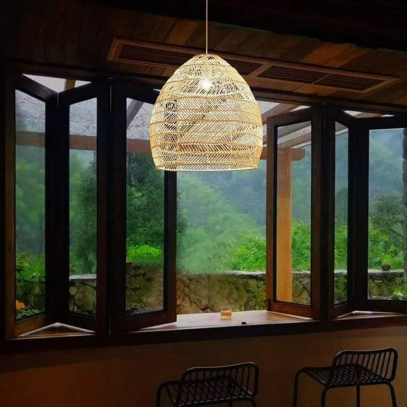 Ritta Rattan Bamboo Lampshade Hand Knitted Pendant Light