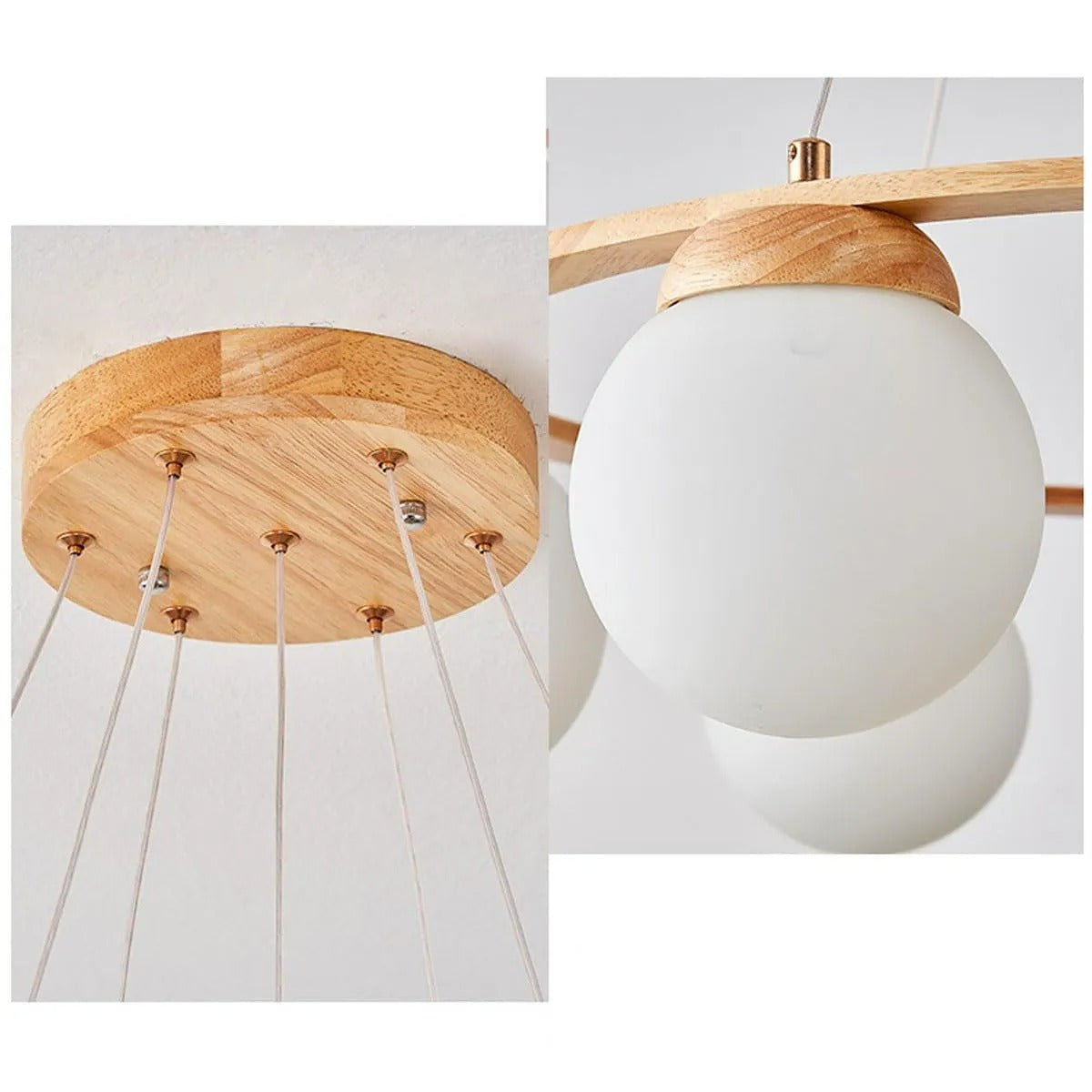 Valentina Pendant Light Wood Glass White Island Living Room/Bedroom - Letslighting