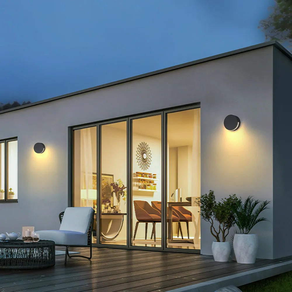 Ray Modern Minimalist Round Metal Glass Waterproof Outdoor Wall Lamp - Letslighting