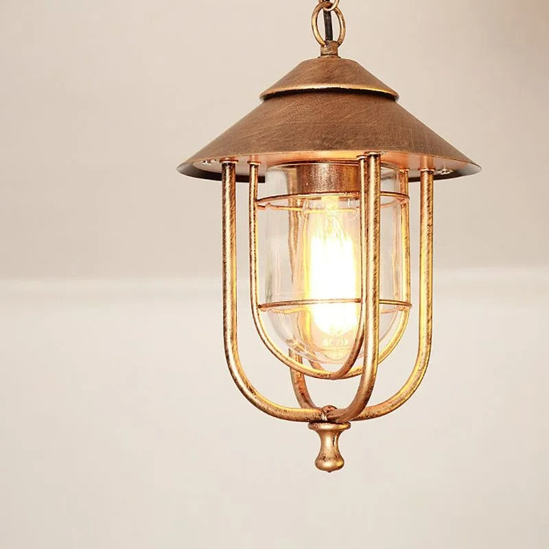 Epoch Retro Lantern Metal Pendant Light Bronze
