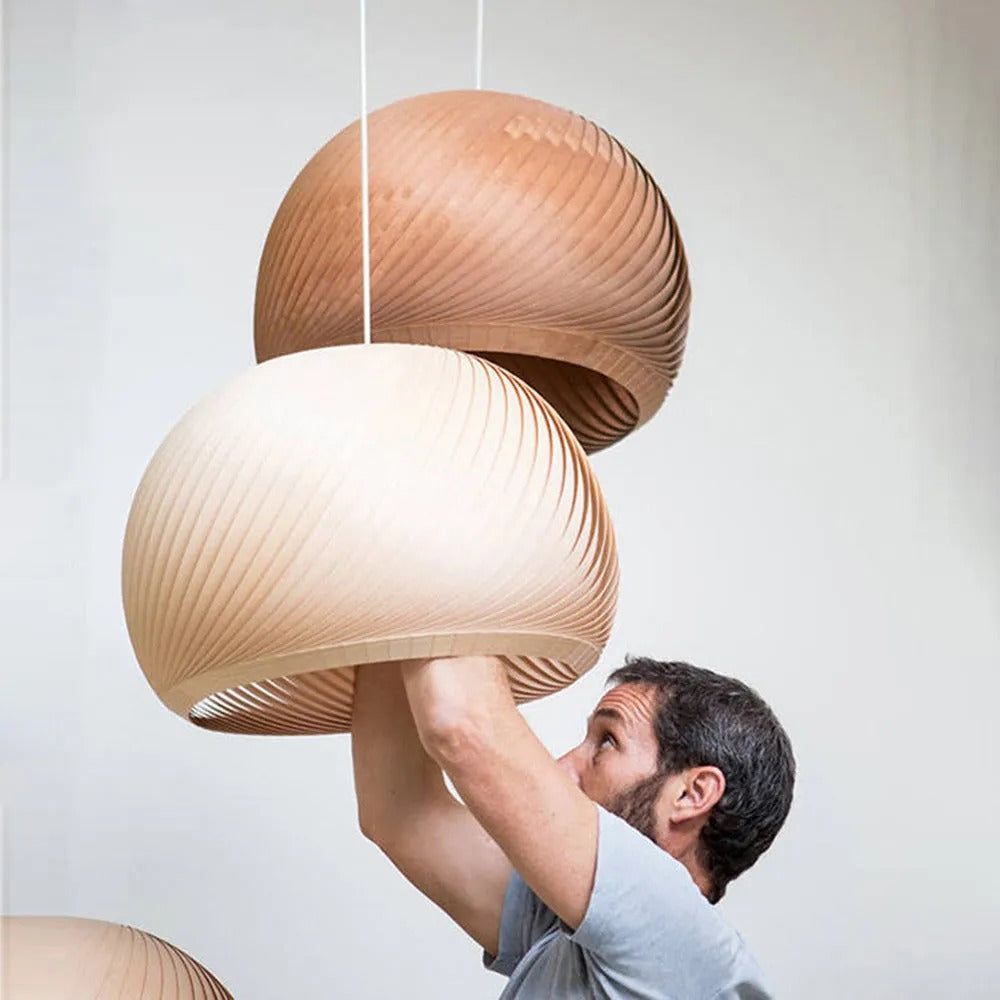 Muto Semi Pendant Light Brown / Wood - Letslighting