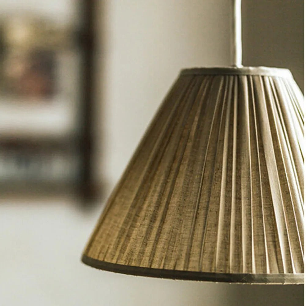 Ritta Pleated Pendant Light Wabi Sabi, Metal/Fabric, Living Room