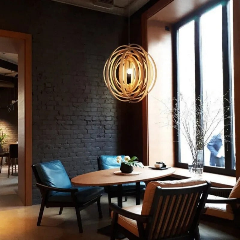 Ritta Japanese LED Pendant Light Wood Bedroom Bar