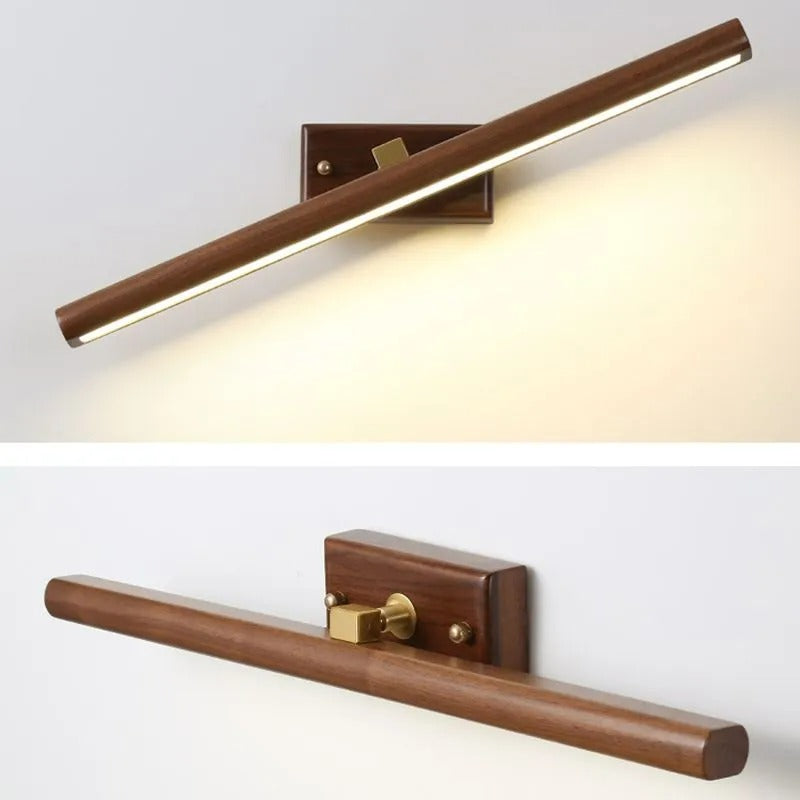 Muto Vanity Rotatable Mirror Front Vanity Wall Lamp, Wood