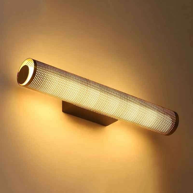 Arisha Modern Geometric Column Metal Vanity Wall Lamp, Brass
