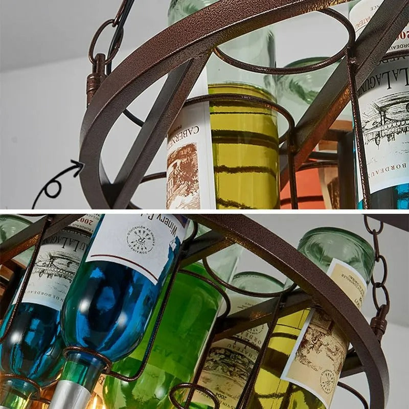 Valentina Antique Wine Bottle Metal/Glass Colorful Pendant Light
