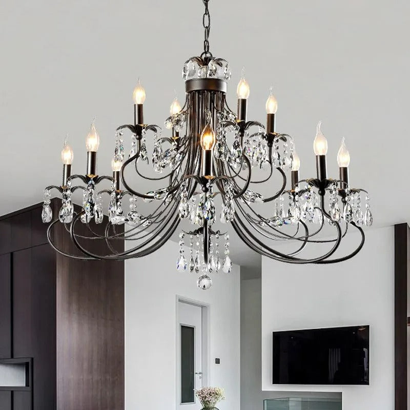 Silva Luxury Tiered Candle Metal Crystal Chandelier - Letslighting