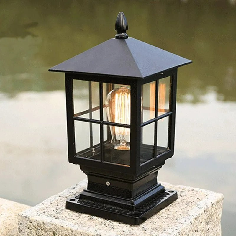 Ray Modern Metal Glass Lantern LED Outdoor Light Post