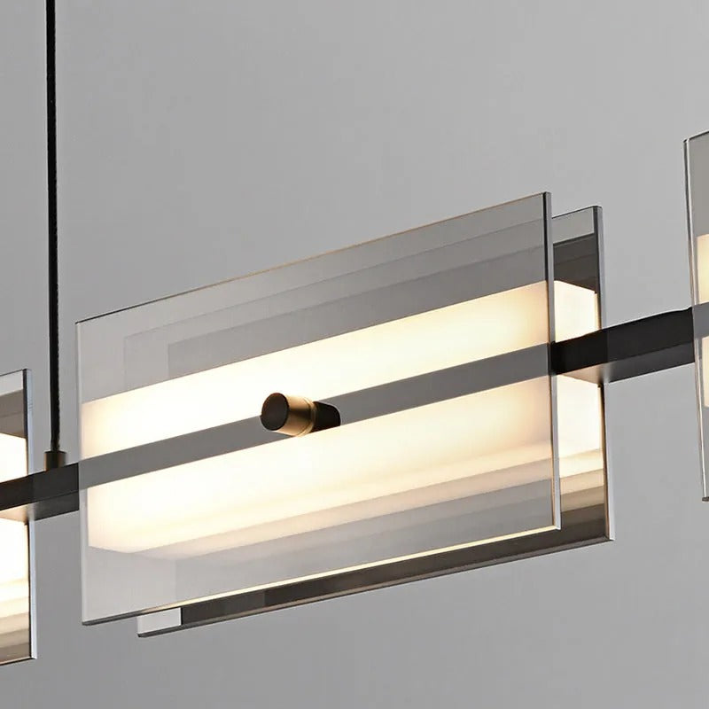 Arisha Modern Nordic Linear Copper Glass Pendant Light Brass - Letslighting