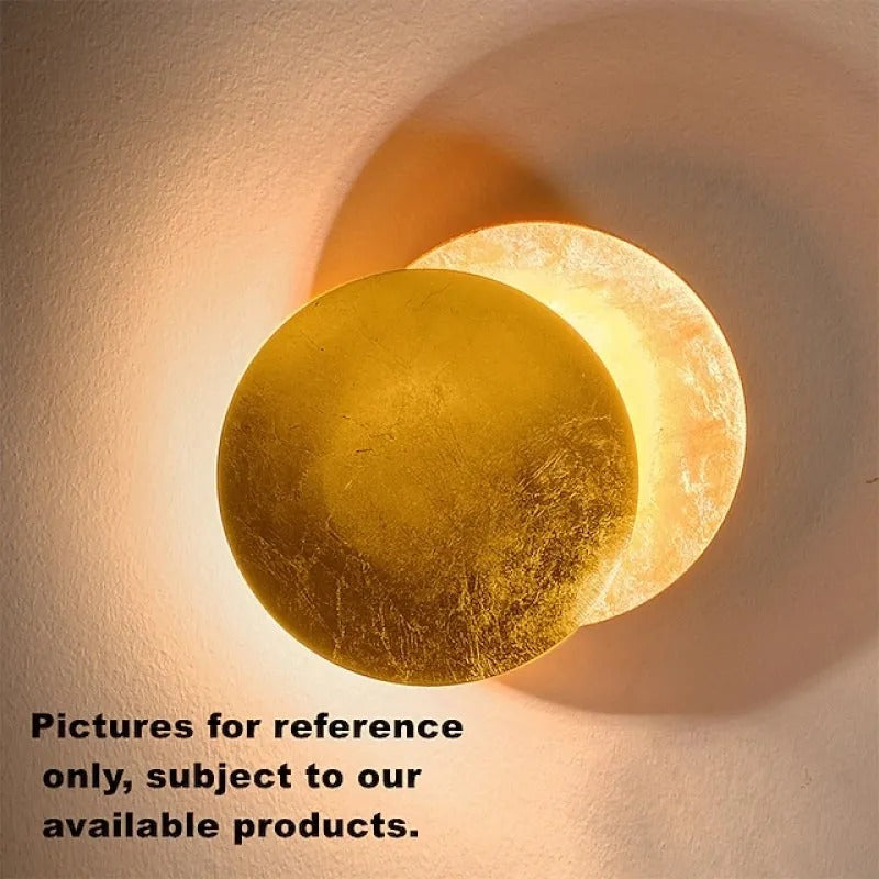 Aria Modern Minimalist Round Moon LED Indoor Wall Lamp Metal Bedroom Living Room