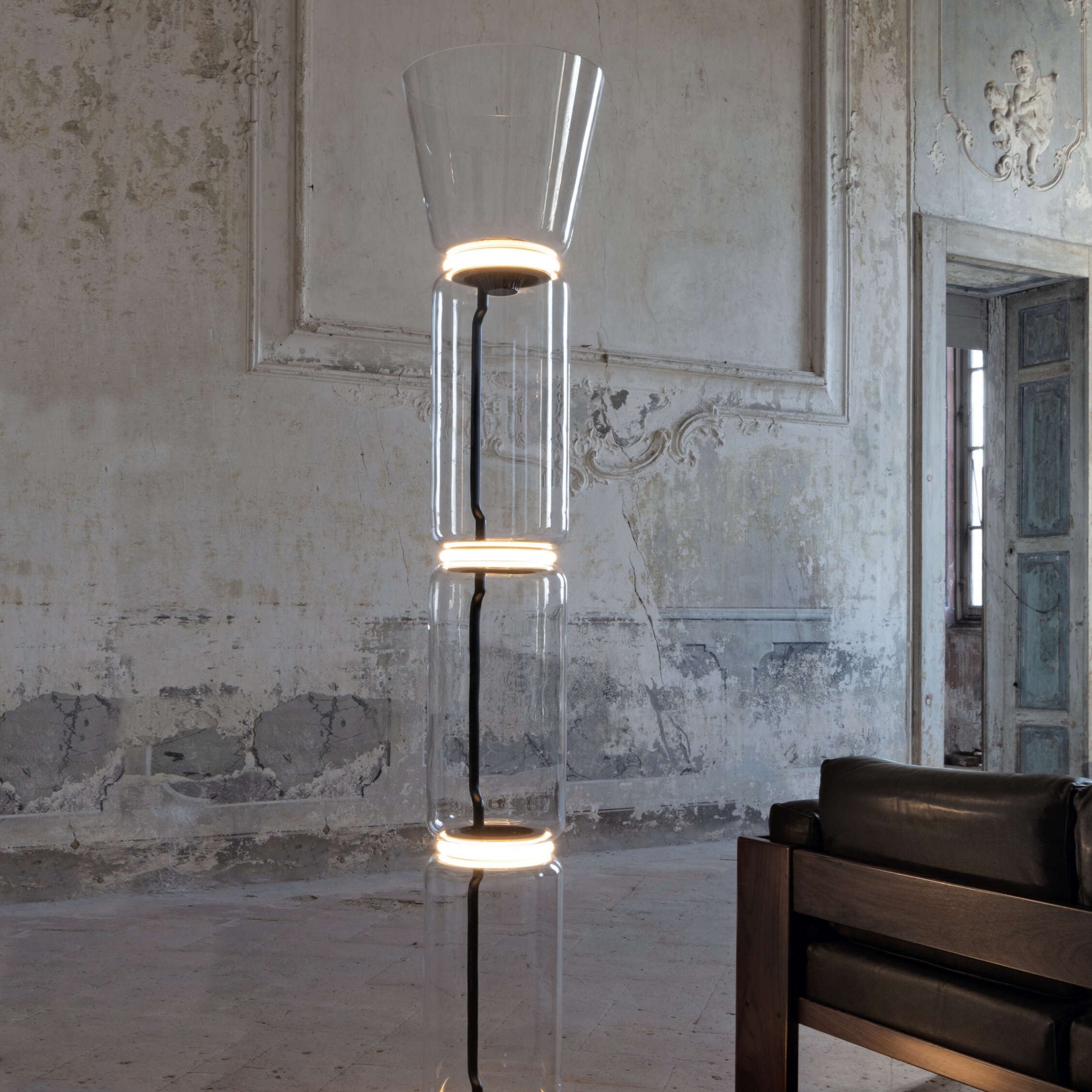 Lustra Floor Lamp Bamboo Glass - Letslighting