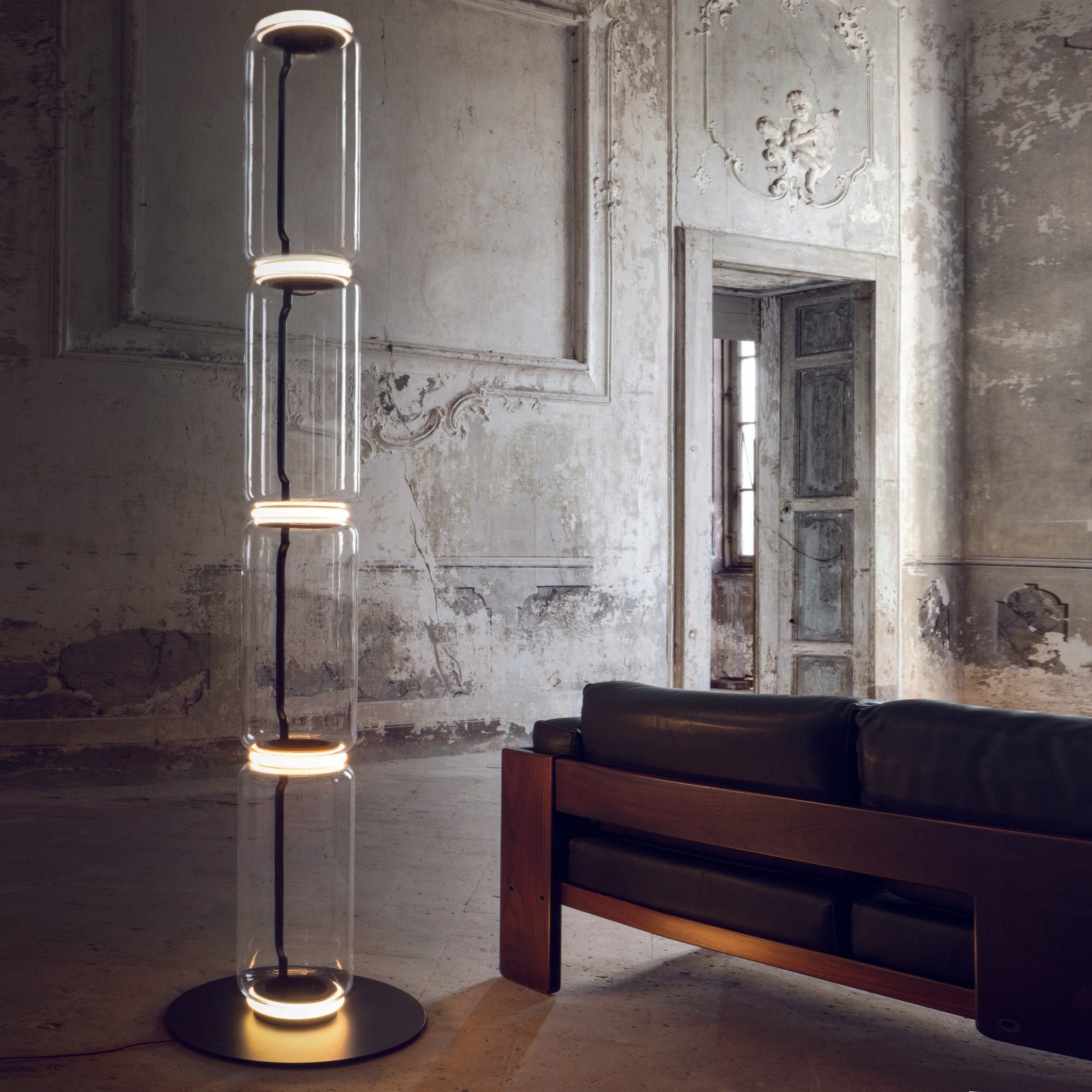 Lustra Floor Lamp Bamboo Glass - Letslighting