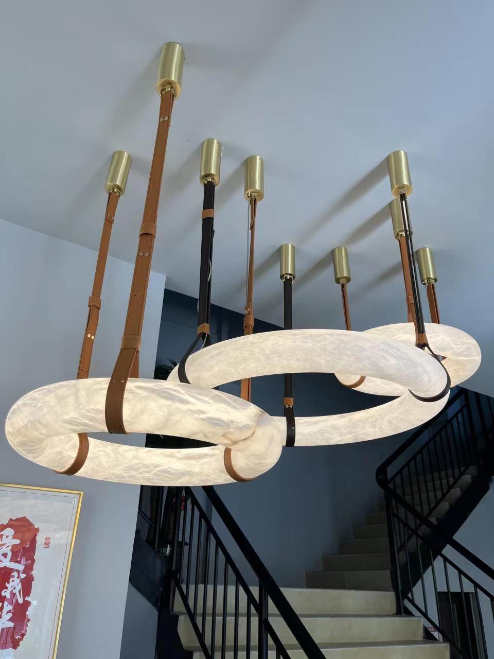 Luste Alabaster Chandeliers Ring Leather Strap Version B - Letslighting