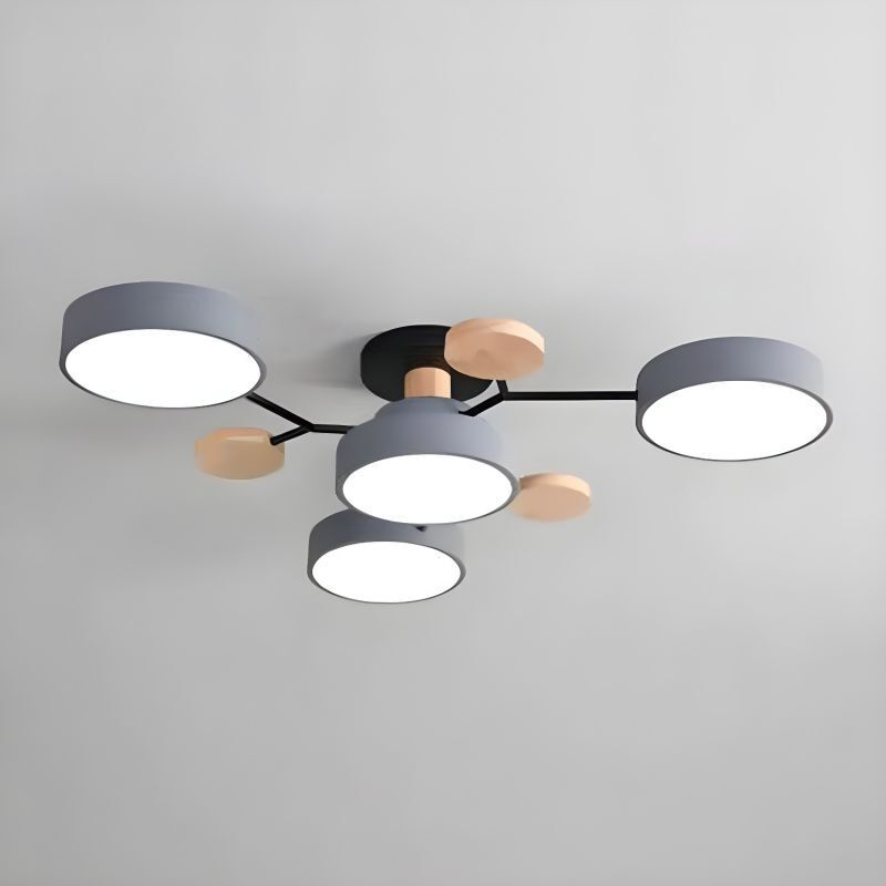 Arisha Geometric Flush Mount Ceiling Light Acrylic/Wood Living Room - Letslighting