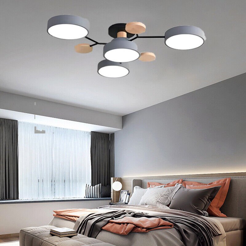 Arisha Geometric Flush Mount Ceiling Light Acrylic/Wood Living Room - Letslighting