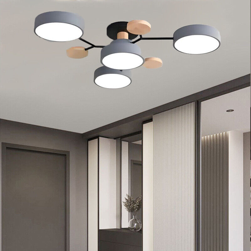 Arisha Geometric Flush Mount Ceiling Light Acrylic/Wood Living Room - Letslighting